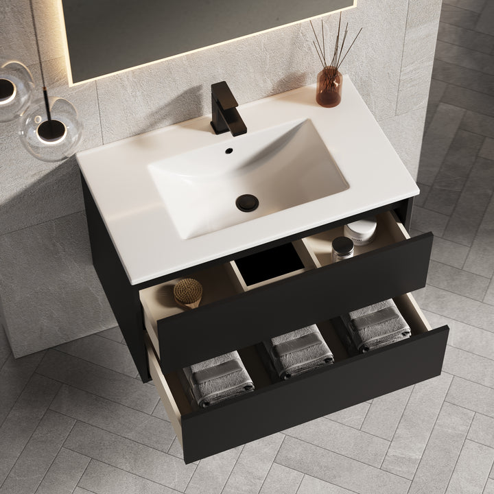 Venti 800mm Wall Hung Vanity Unit  - Matt Black