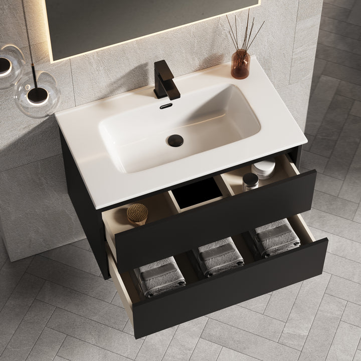 Venti 800mm Wall Hung Vanity Unit  - Matt Black