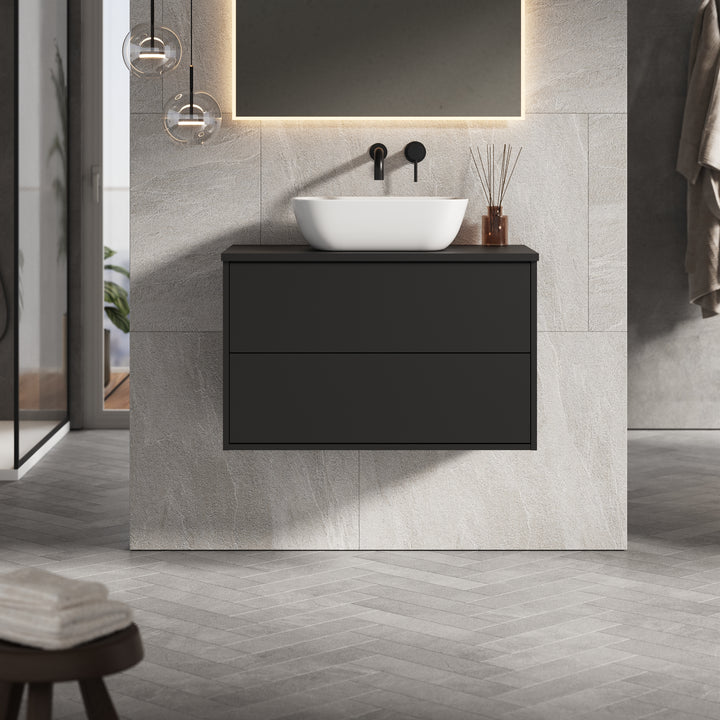 Venti 800mm Wall Hung Vanity Unit  - Matt Black