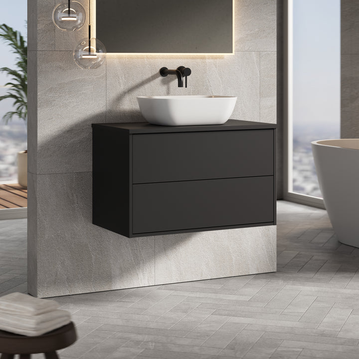 Venti 800mm Wall Hung Vanity Unit  - Matt Black