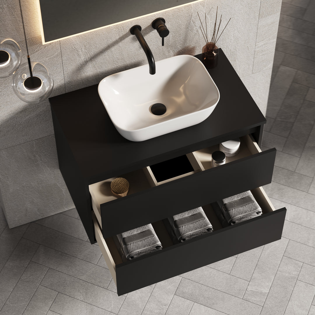 Venti 800mm Wall Hung Vanity Unit  - Matt Black