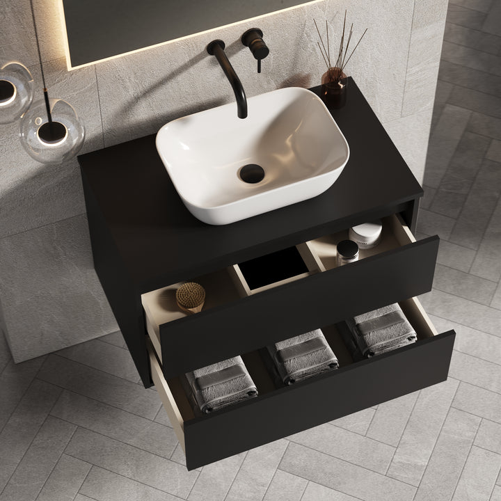 Venti 800mm Wall Hung Vanity Unit  - Matt Black