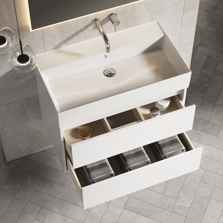 Venti 800mm Wall Hung Vanity Unit  - Matt White
