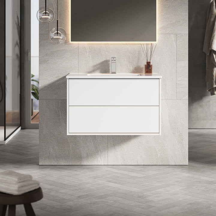 Venti 800mm Wall Hung Vanity Unit  - Matt White