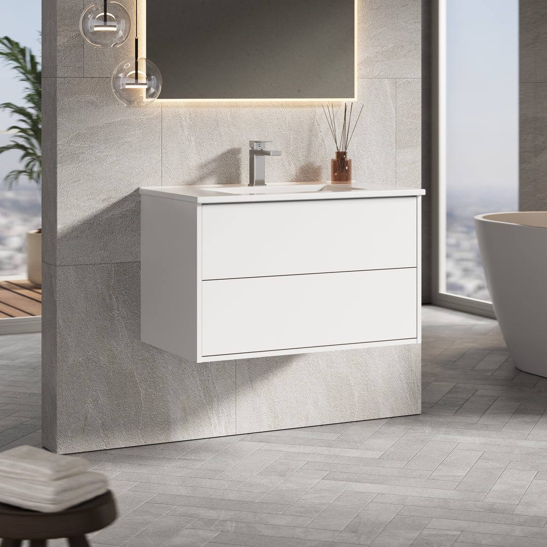 Venti 800mm Wall Hung Vanity Unit  - Matt White