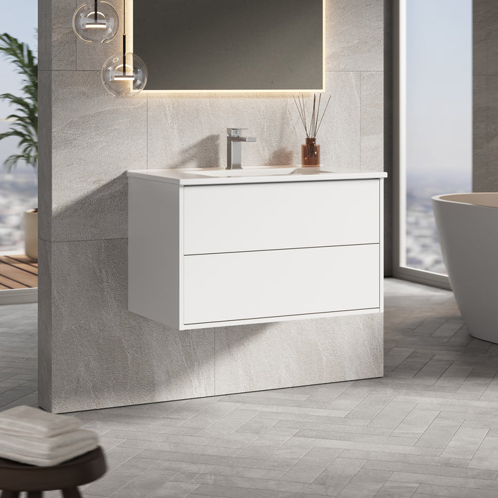 Venti 800mm Wall Hung Vanity Unit  - Matt White