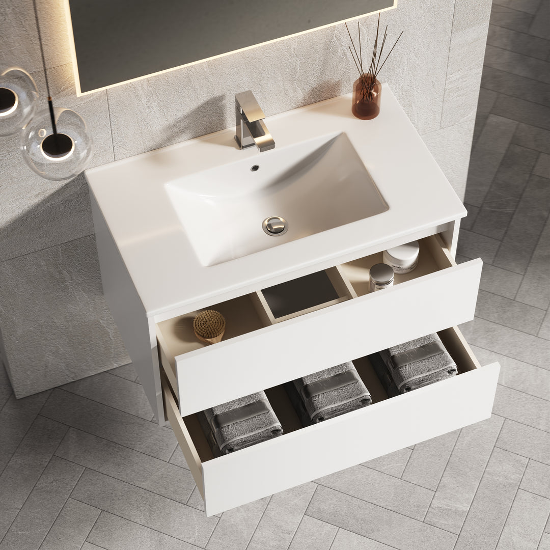 Venti 800mm Wall Hung Vanity Unit  - Matt White