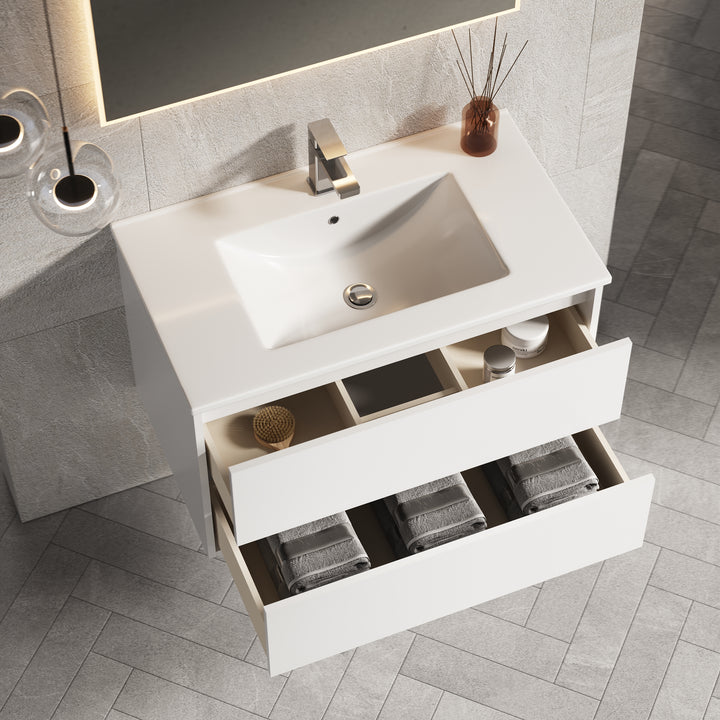 Venti 800mm Wall Hung Vanity Unit  - Matt White