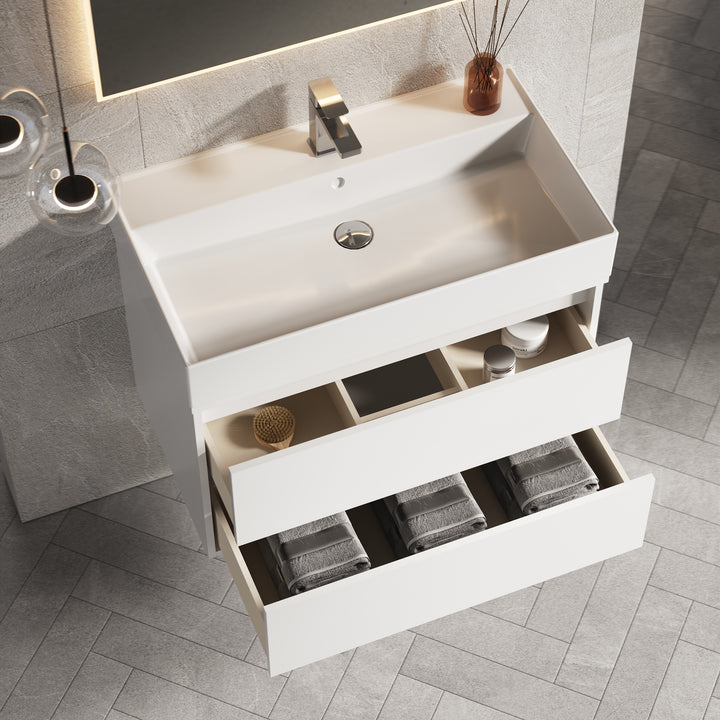 Venti 800mm Wall Hung Vanity Unit  - Matt White