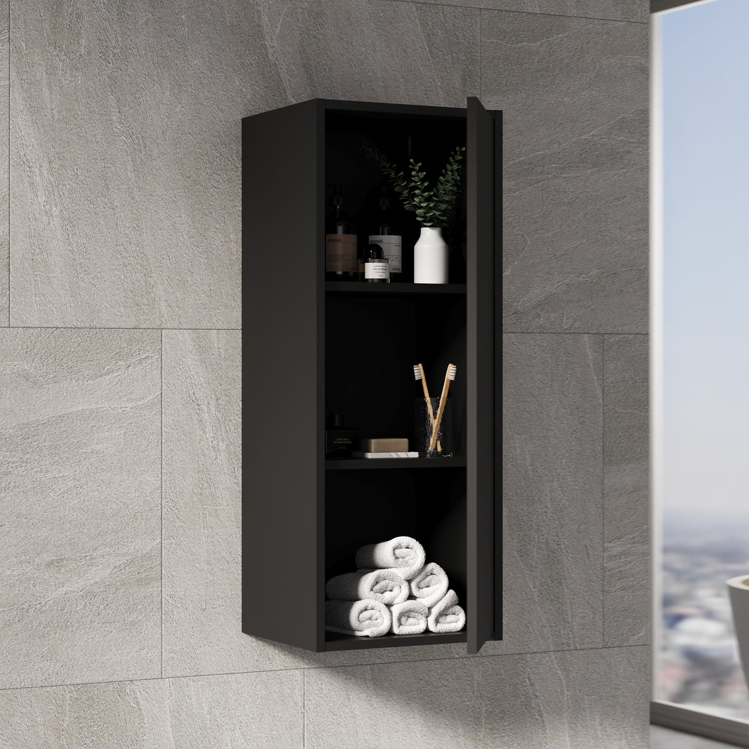 Venti 900mm Wall Hung Wall Cabinet - Matt Black