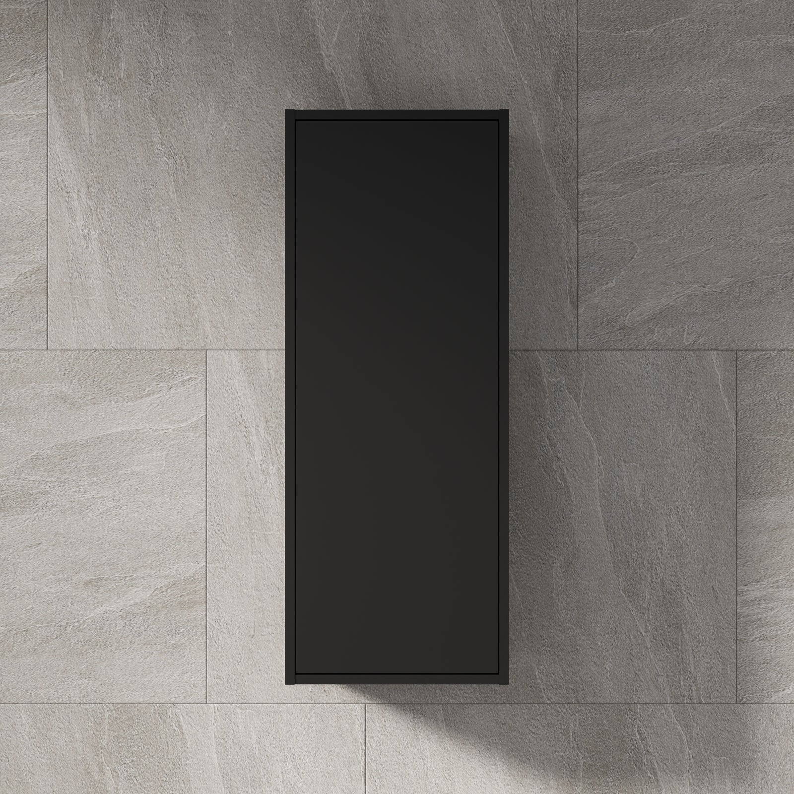 Venti 600mm wall hung wall cabinet in matt black finish with minimalist design