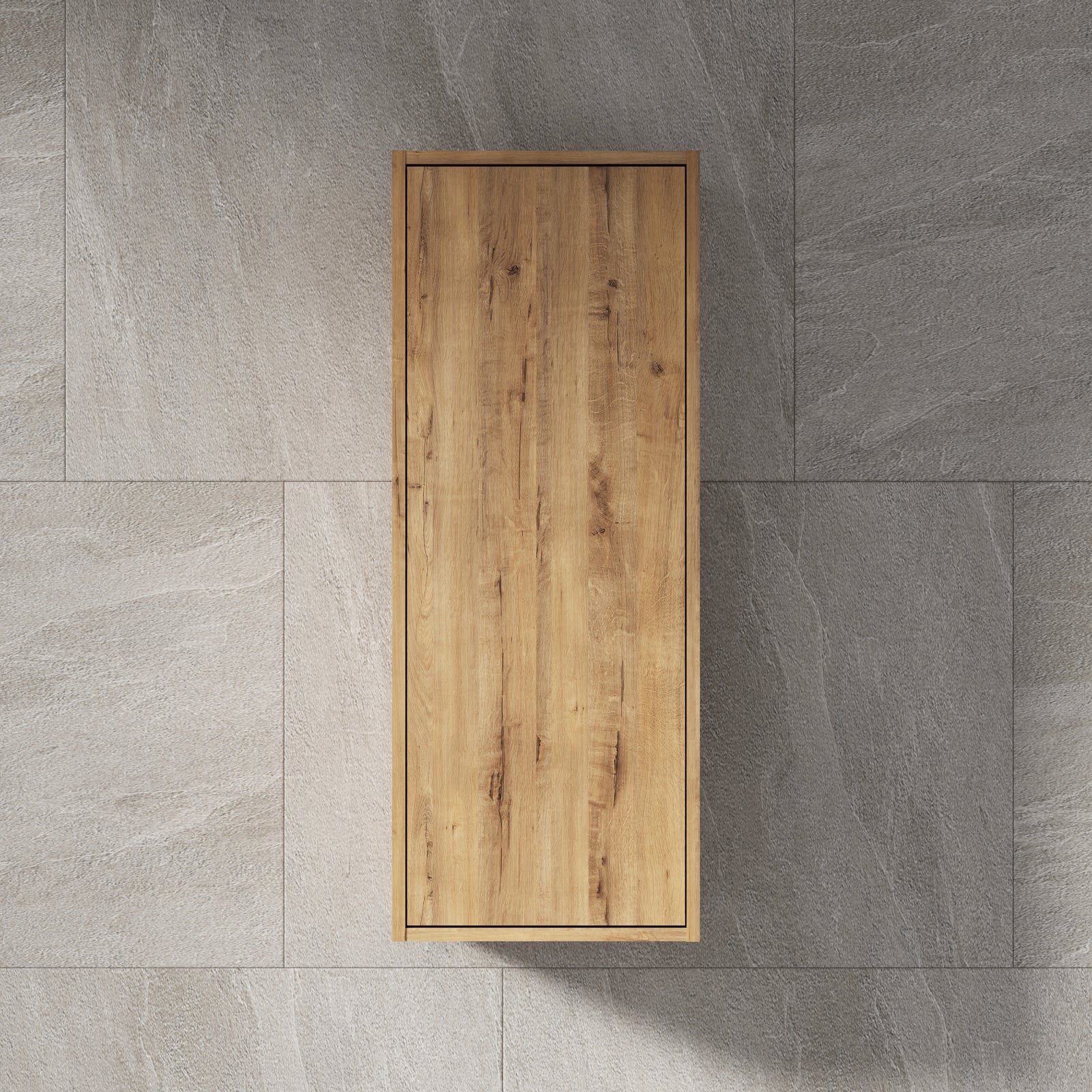 Venti 900mm wall hung wall cabinet in Ostippo Oak finish with minimalist design