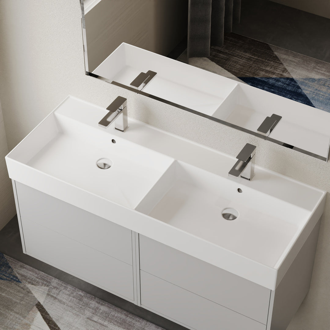 Veneto 1200mm 2 Tap Hole Double Basin - Gloss White