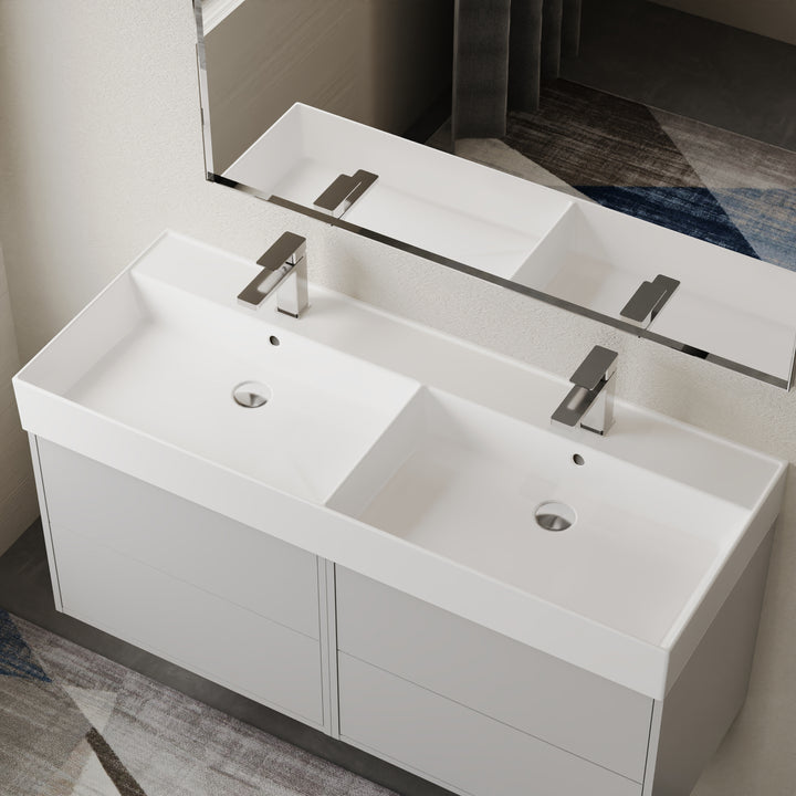 Veneto 1200mm 2 Tap Hole Double Basin - Gloss White