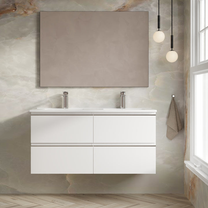 Vatilla 1200mm Wall Hung Vanity Unit with Chrome Handles - Gloss White