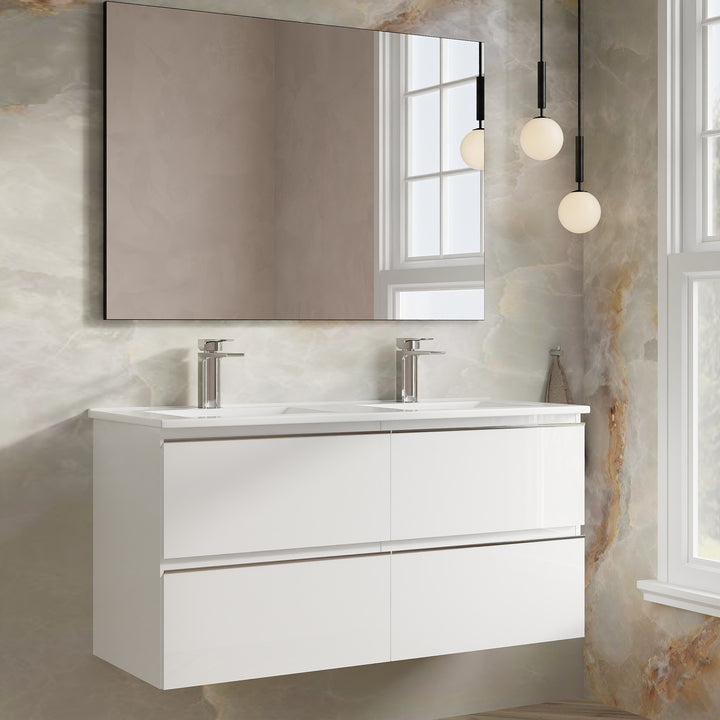 Vatilla 1200mm Wall Hung Vanity Unit with Chrome Handles - Gloss White