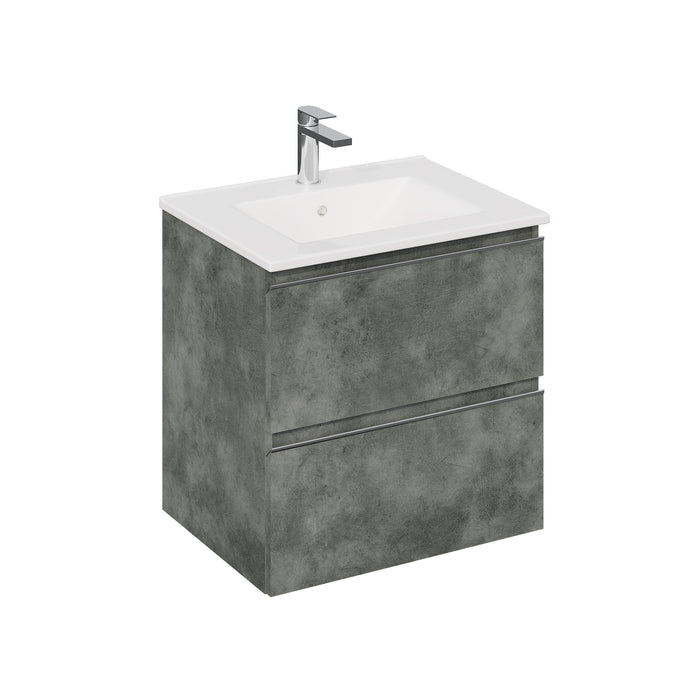 Vatilla 600mm Wall Hung Vanity Unit with Chrome Handles - Cemento