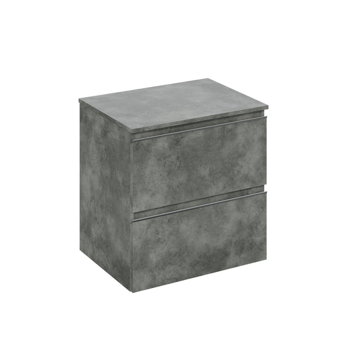 Vatilla 600mm Wall Hung Vanity Unit with Chrome Handles - Cemento