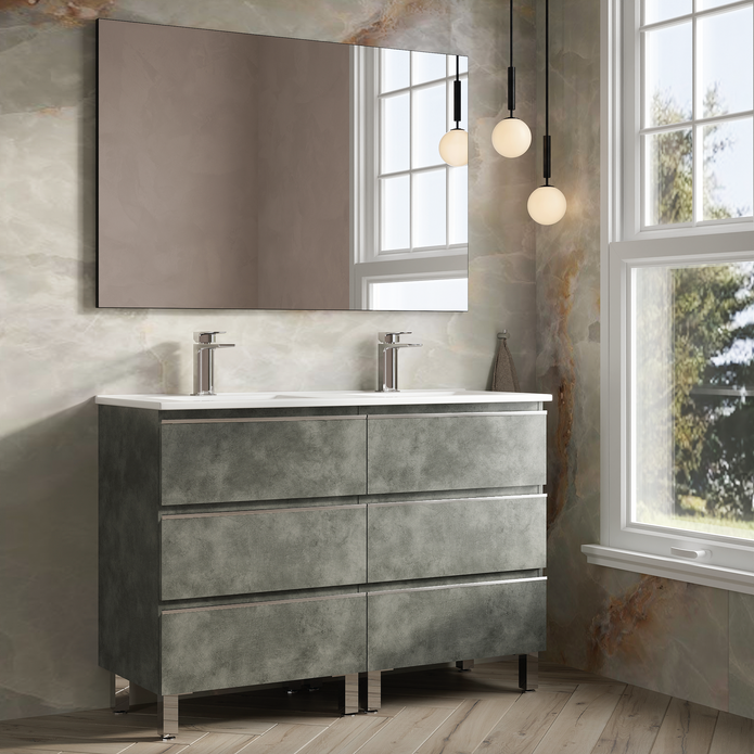 Vatilla 1200mm Floorstanding Vanity Unit with Chrome Handles - Cemento
