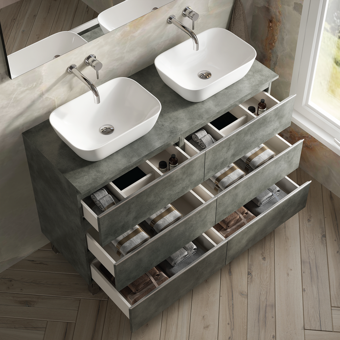 Vatilla 1200mm Floorstanding Vanity Unit with Chrome Handles - Cemento