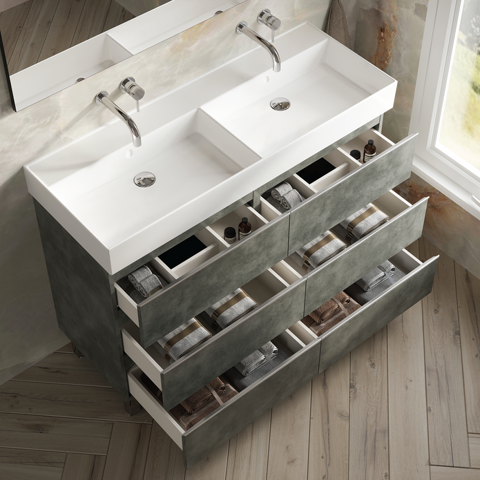 Vatilla 1200mm Floorstanding Vanity Unit with Chrome Handles - Cemento