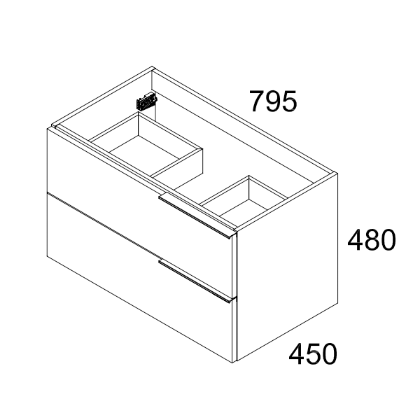 Celtic 800mm Wall Hung Vanity Unit with Matt Black Handles - Gloss White