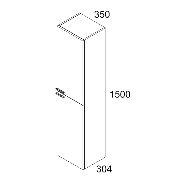 Celtic 1500mm Wall Hung Tall Cabinet with Matt Black Handles - Gloss White