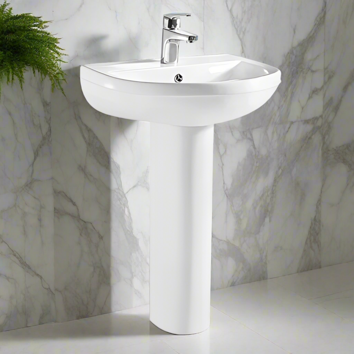 Carlo 550mm Basin & Pedestal - White