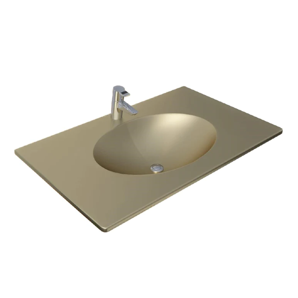Lucido Oro 600mm Integrated Designer Wash Basin - Polished Gold