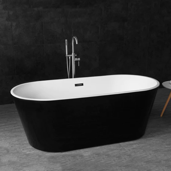 Newton freestanding acrylic bath gloss black full view – buy freestanding bath UK