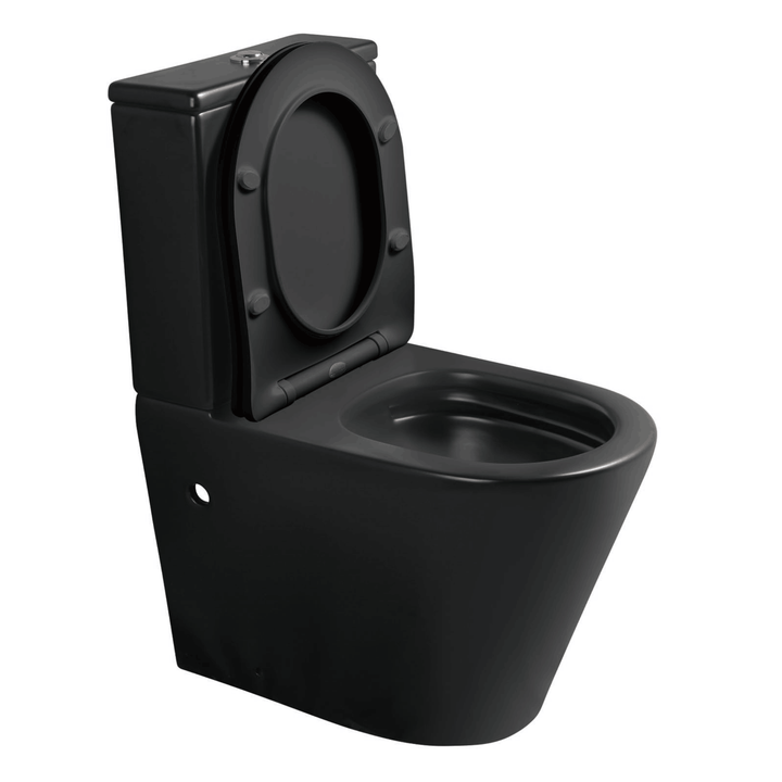 Scene Rimless Close Coupled Back to Wall Toilet - Matt Black