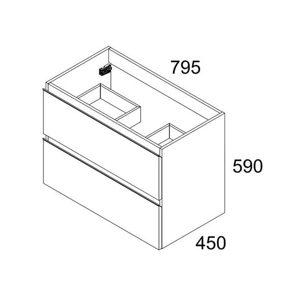 Vatilla 800mm Wall Hung Vanity Unit with Matt Black Handles - Ostippo Oak
