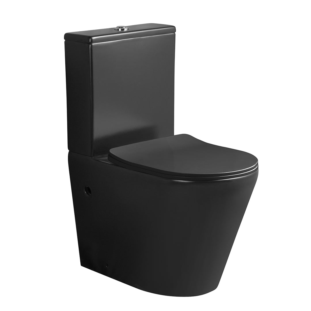 Scene Rimless Close Coupled Back to Wall Toilet - Matt Black