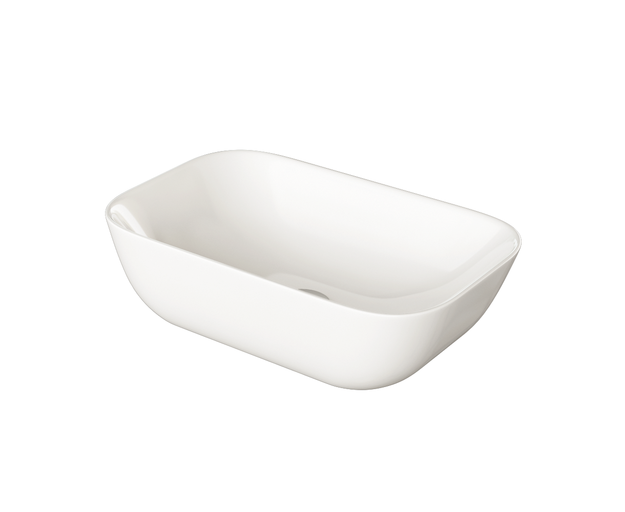 Side view of Zeus 455mm countertop basin showcasing its sleek design