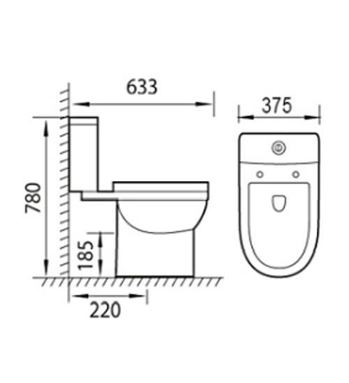 Carlo Open Back Close Coupled Toilet with Soft Close Seat