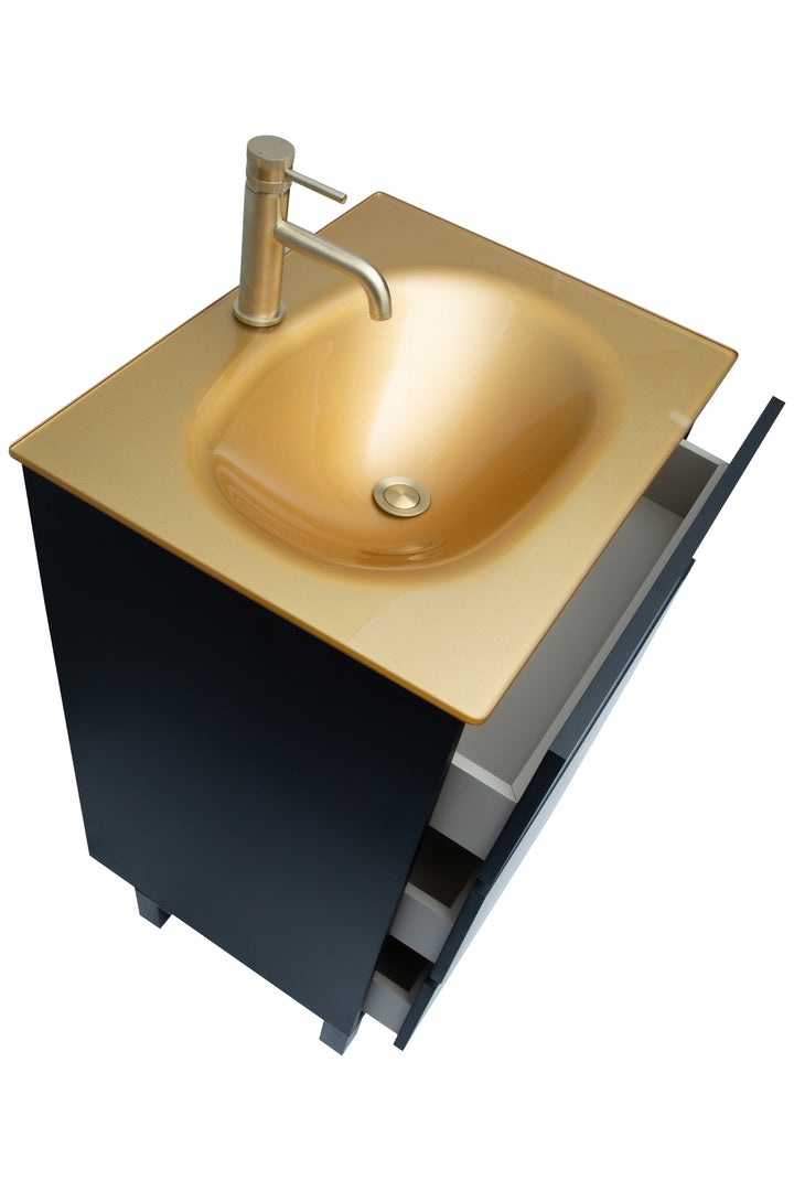 Lucido Oro 600mm Integrated Designer Wash Basin - Polished Gold