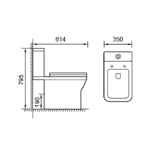 Imperia Open Back Close Coupled Toilet with Soft Close Seat