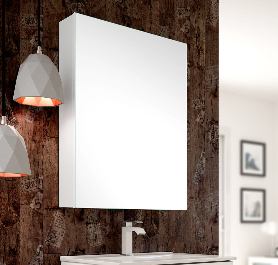 Lavio 600mm 1 Door Mirror Cabinet - Gloss White