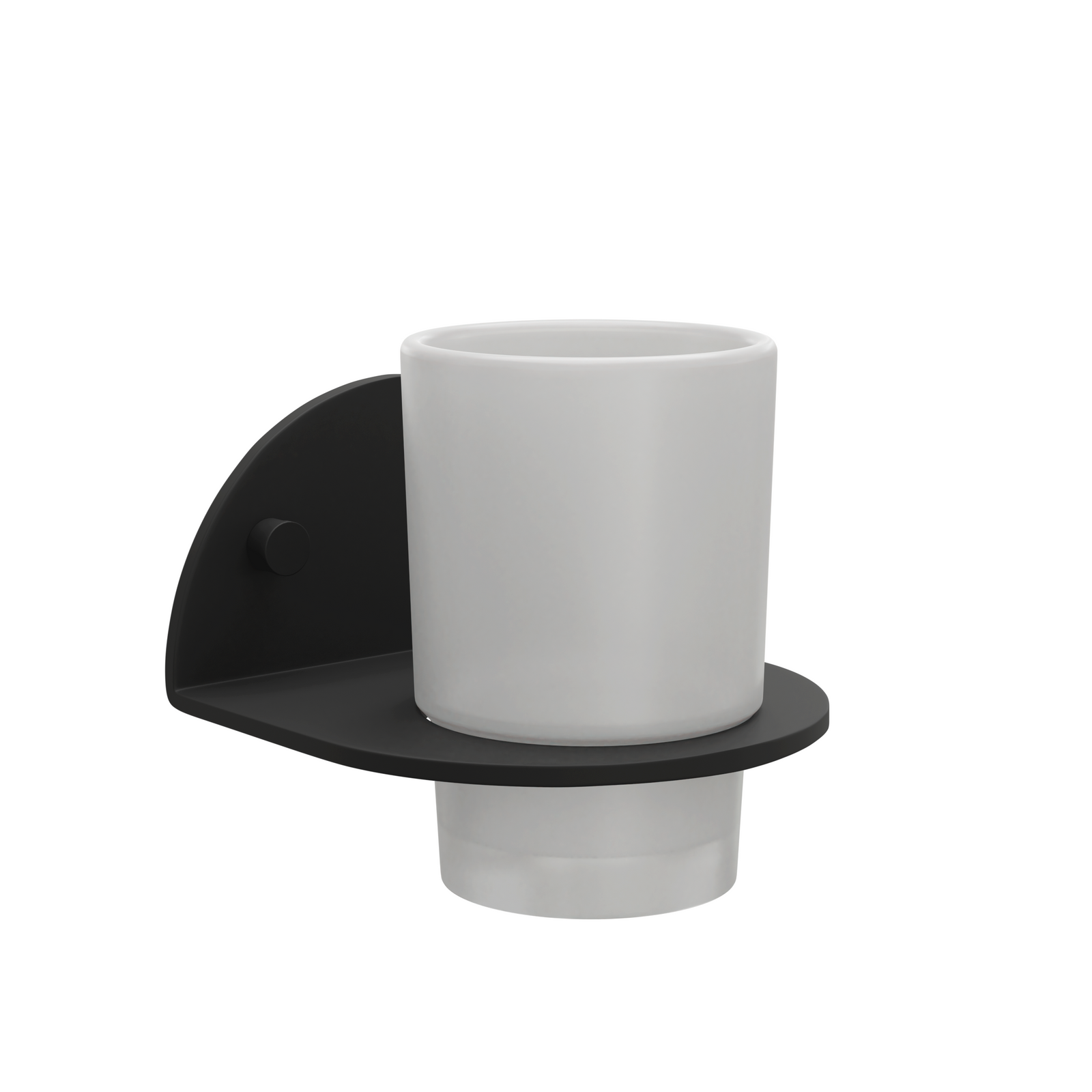 Milan Noir toothbrush tumbler holder in matt black — wall-mounted cylindrical stainless steel and brass design with matte finish