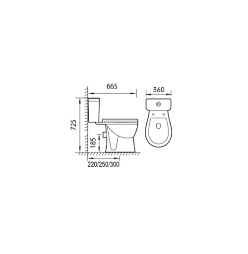 Monte Open Back Close Coupled Toilet with Soft Close Seat
