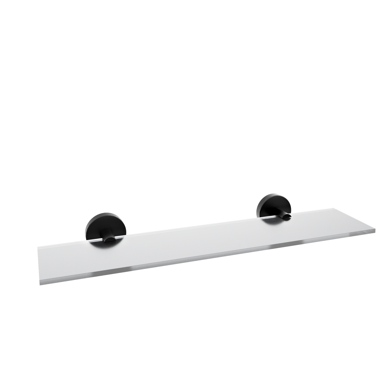 Nero Noir round glass shelf in matt black — 6 mm frosted glass with circular shape and stainless/matt-black wall bracket