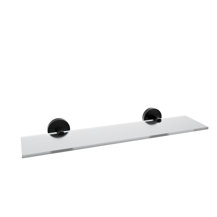 Nero Noir Round Glass Shelf - Matt Black