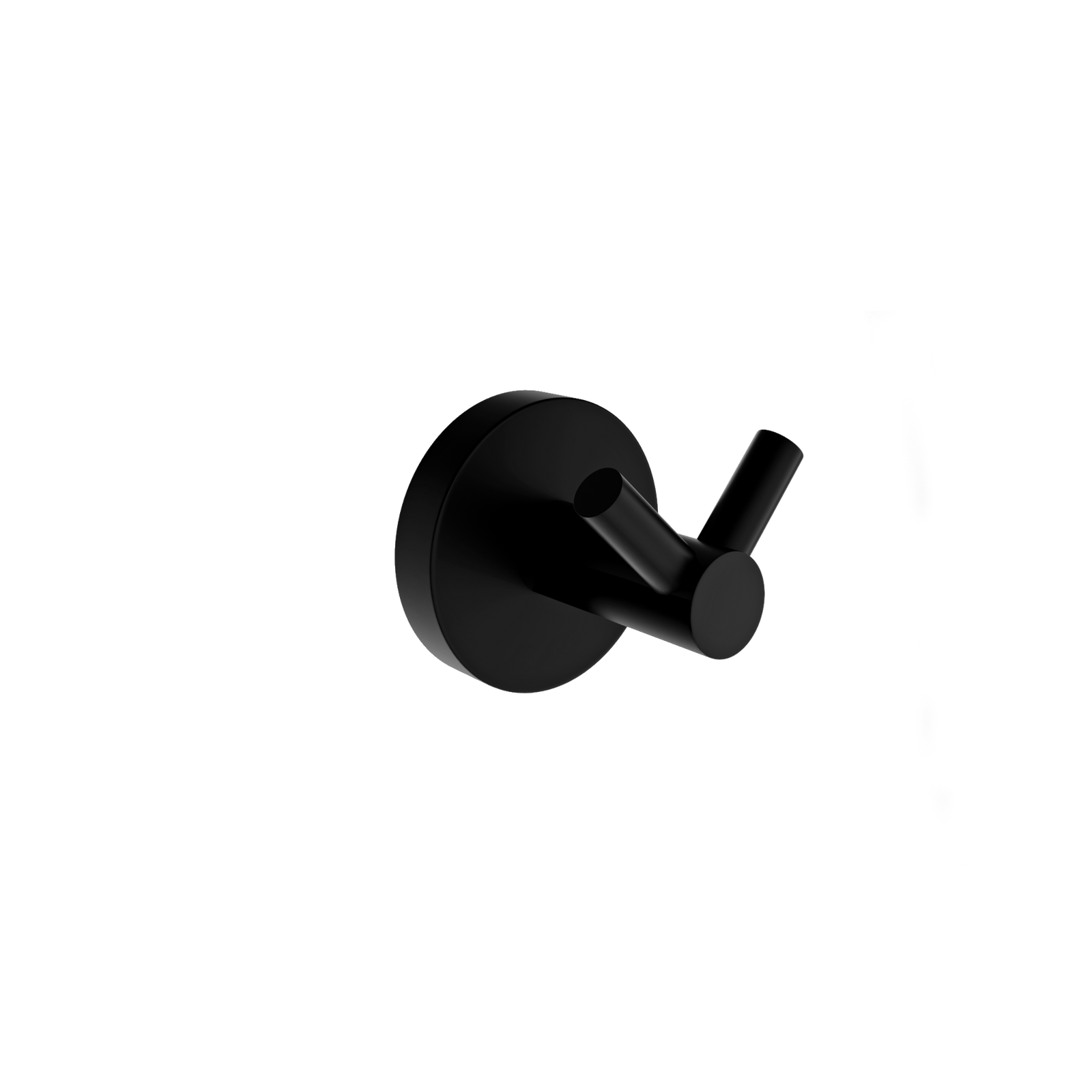 Nero Noir round single robe hook in matt black — wall-mounted circular base with cylindrical hook