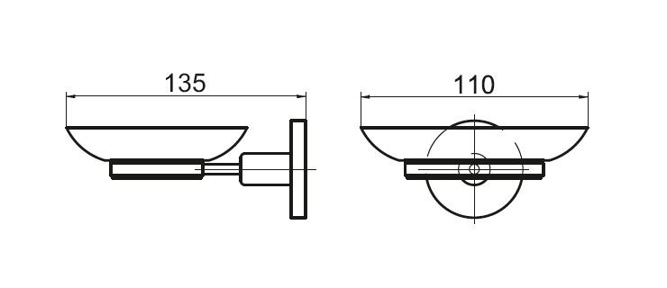 Close-up of Nero Noir matt black soap dish — showing frosted glass dish and circular mount detail