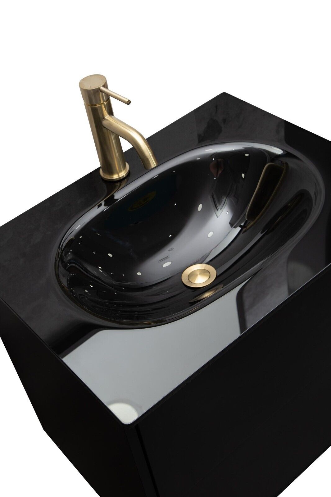 Lucido Noir 800mm Integrated Designer Wash Basin - Gloss Black